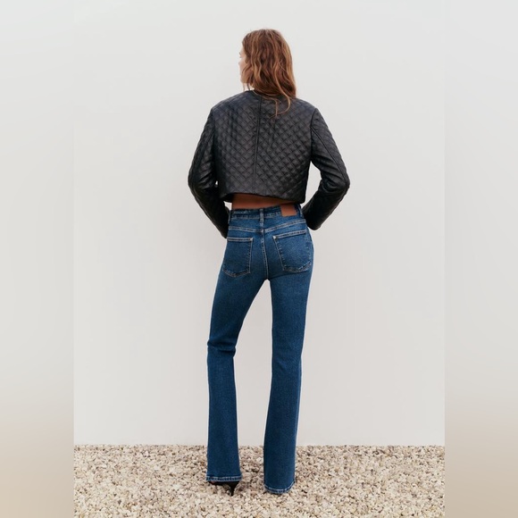 ZARA FAUX LEATHER CROPPED QUILTED JACKET - Picture 4 of 14